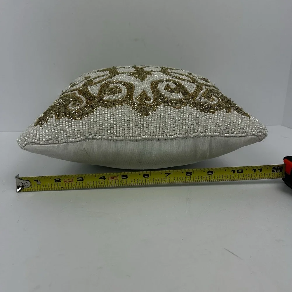 Bohemian Ethnic Beaded Intricate Art Nouveau Pillow Bed Home Decor Gold 11